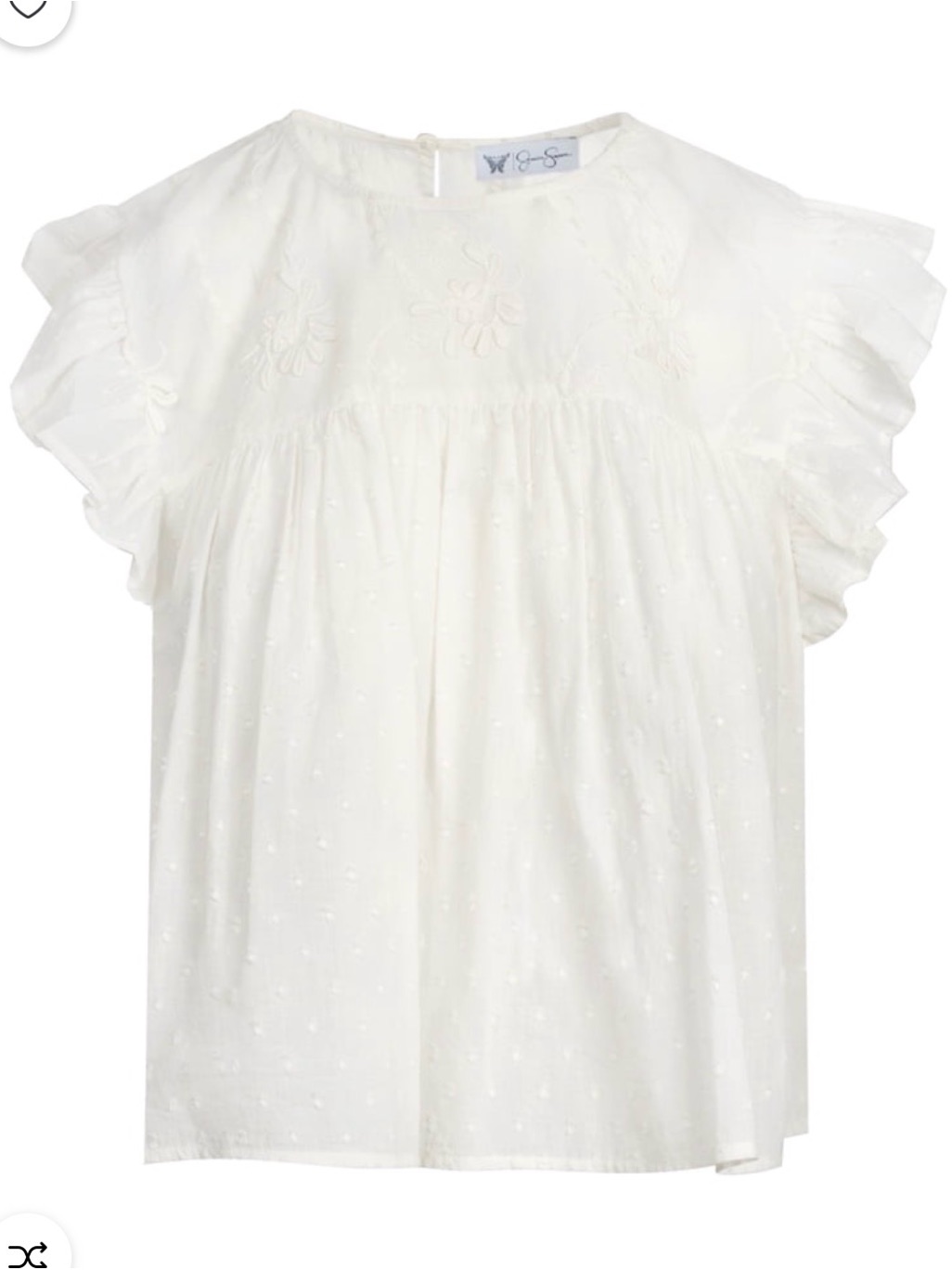 Jessica Simpson Cream Ruffle Sleeve Eyelet Blouse Nwt Medium